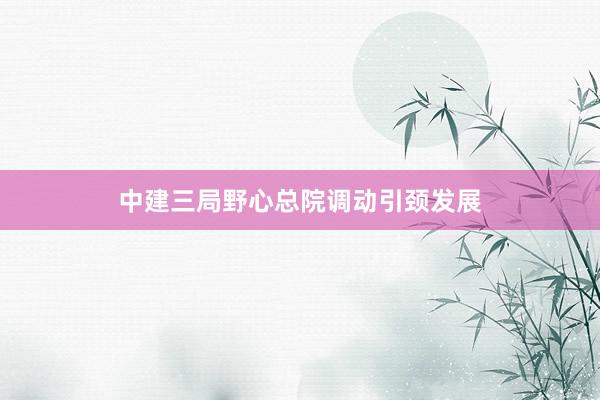 中建三局野心总院调动引颈发展